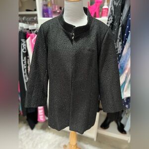 Chanel Black Tweed Sequin Uniform Jacket Size 16